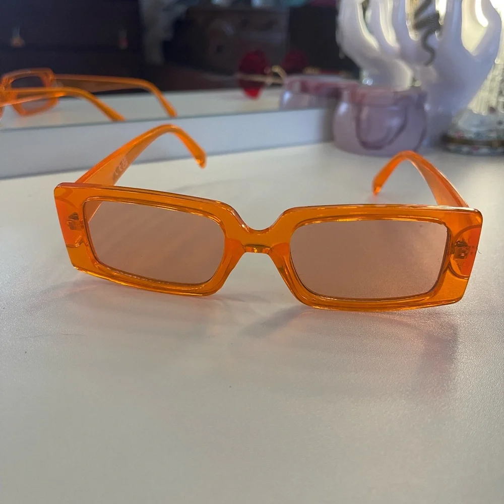 Orange Rectangular Sunglasses - Picture 3 of 3